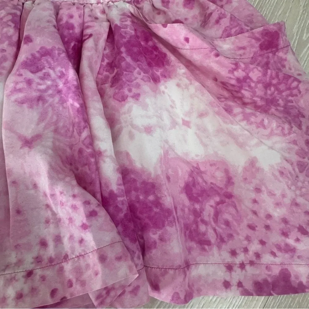 Juicy Couture Very Raspberry Faded Oasis 100% Silk Skirt-Front Shorts P